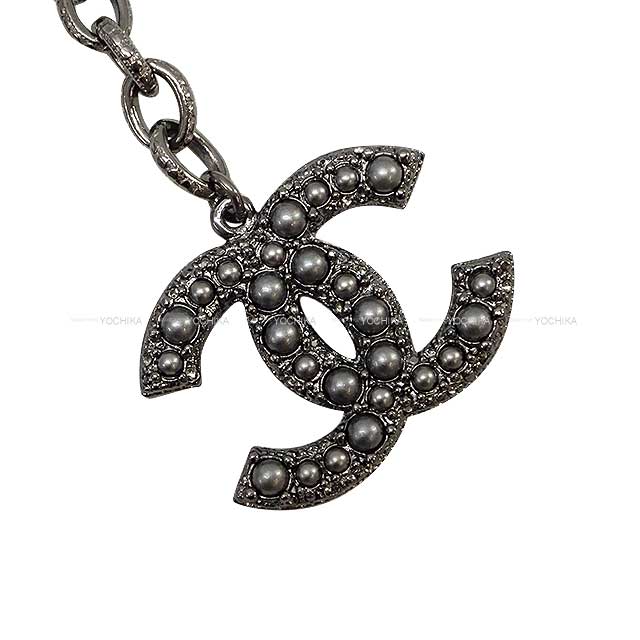 2014 CHANEL necklace Six COCO Mark Paerl Layard Grey[EXCELLENT][Authentic]