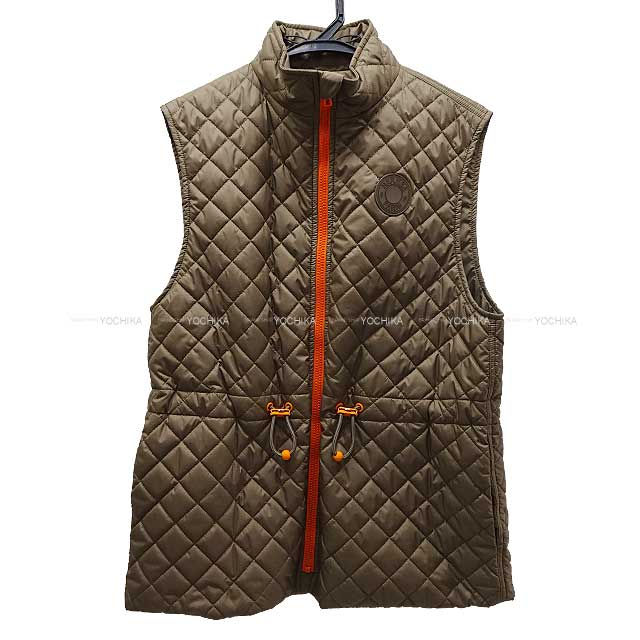 S/S 2024 New  Vests Women's Sellier Button Motif Quilted Vest #38 Khaki/Orange Polyester[EXCELLENT][Authentic]