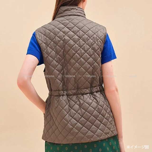 S/S 2024 New  Vests Women's Sellier Button Motif Quilted Vest #38 Khaki/Orange Polyester[EXCELLENT][Authentic]