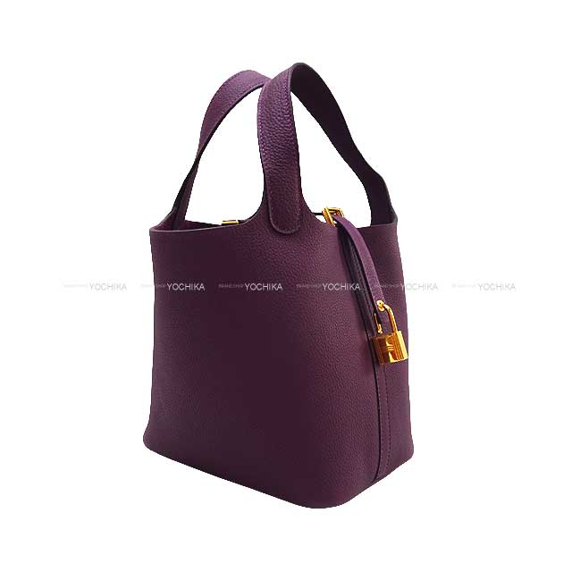 HERMES Handbag Picotin 18 PM Cassis Taurillon Maurice Gold HW Stamp B[BRAND NEW][Authentic]