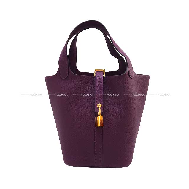 HERMES Handbag Picotin 18 PM Cassis Taurillon Maurice Gold HW Stamp B[BRAND NEW][Authentic]