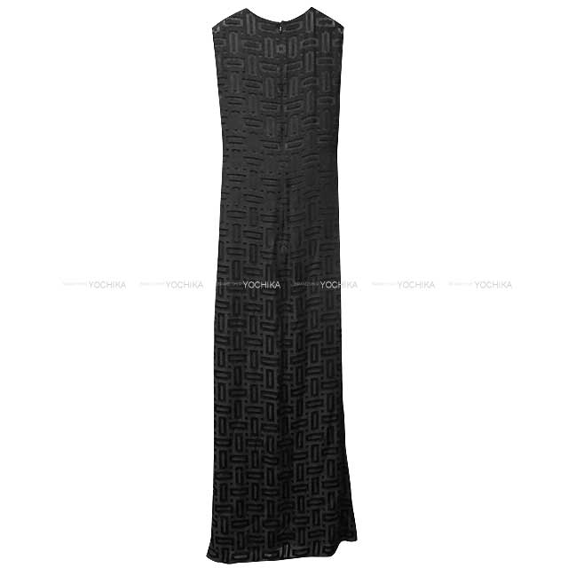 2022 A/W HERMES dress Ladies Long One piece No Sleeve Mosaic Noir (Black) Silk/Viscose[EXCELLENT][Authentic]