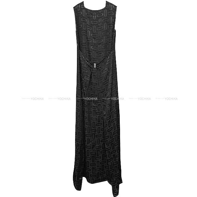 2022 A/W HERMES dress Ladies Long One piece No Sleeve Mosaic Noir (Black) Silk/Viscose[EXCELLENT][Authentic]