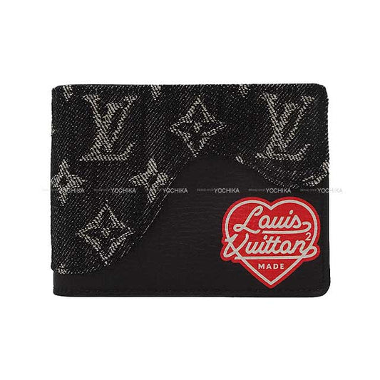 2022 SS Limitada LOUIS VUITTON Bi-fold wallet NIGO Portofoil Delgado Noir (Black)/Red Monogram Denim/Cow Leather M81020[BRAND NEW][Authentic]