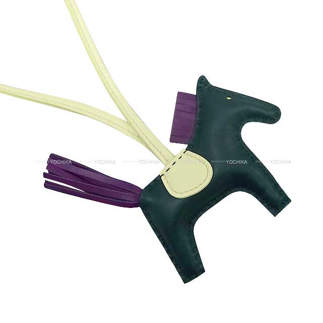 HERMES bag charm Rodeo PM Vert Cypress/Violet/Jaune Milton Agneau Milo Stamp W[BRAND NEW][Authentic]