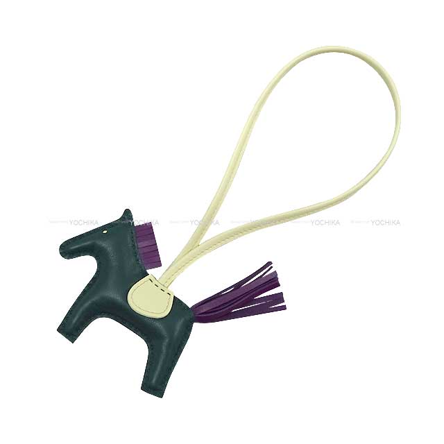 HERMES bag charm Rodeo PM Vert Cypress/Violet/Jaune Milton Agneau Milo Stamp W[BRAND NEW][Authentic]