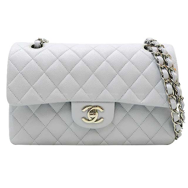 CHANEL Shoulder bag Matelasse 23 Coco mark W Flap Chain Ice Gray Graind Calf(Caviarskin) Silver HW A01113[BRAND NEW][Authentic]