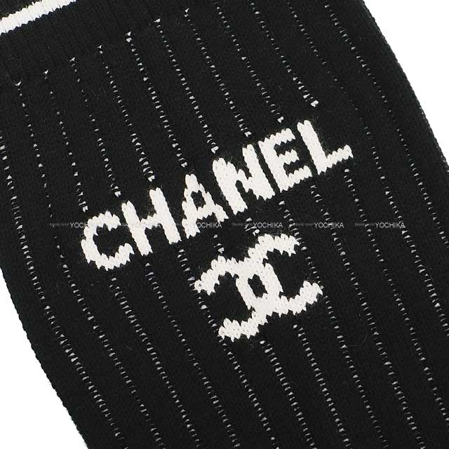 2024 Cruese NEW CHANEL COCO Mark logo leggings legs warmer Noir (Black)/Blanc (White) rayon 69%/polyester 27%/nylon 3%/polyurethane 1% AA9804[BRAND NEW][Authentic]