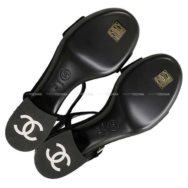 2024 cruise NEW CHANEL sandals Ladies COCO Mark ancrestrap rhinestone bijou rainbow #37 1/2 Noir (Black)/Multicolor suede calfskin/storace G45366[BRAND NEW][Authentic]