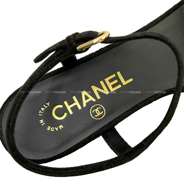 2024 cruise NEW CHANEL sandals Ladies COCO Mark ancrestrap rhinestone bijou rainbow #37 1/2 Noir (Black)/Multicolor suede calfskin/storace G45366[BRAND NEW][Authentic]