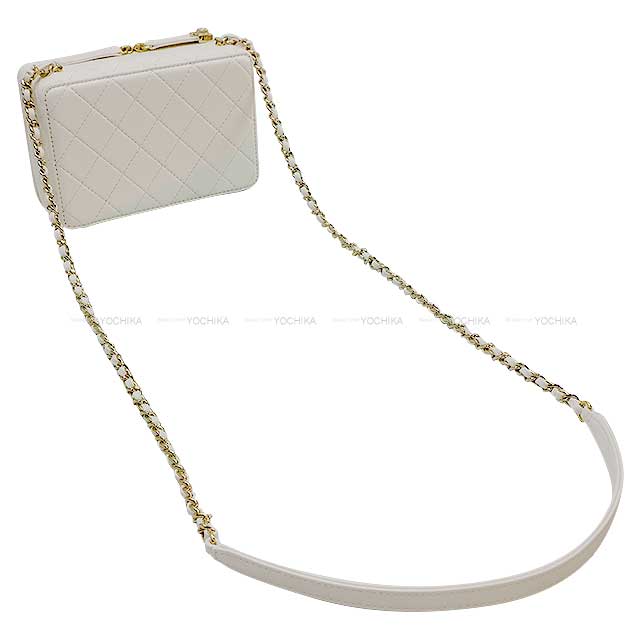 CHANEL Shoulder bag COCO mark matelasse camera bag chain with mirror Blanc (White) Lambskin Champagne Gold HW AS4817[BRAND NEW][Authentic]