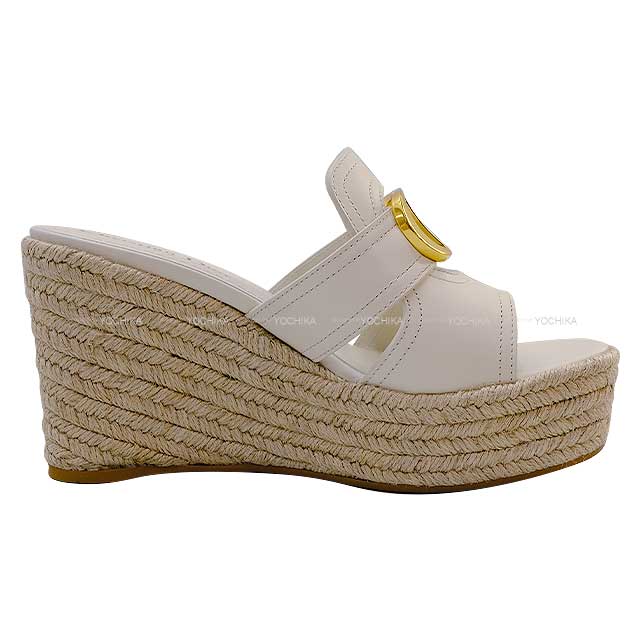 Dior sandals 30 Montaigne wedge slide #37 Blanc (White) Calf[EXCELLENT][Authentic]