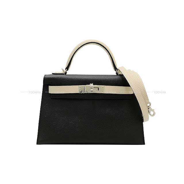 HERMES Shoulder bag Kelly mini 2 Kelly20 Personal Order Noir (Black)/Craie Veau Epsom Silver HW Stamp W[BRAND NEW][Authentic]