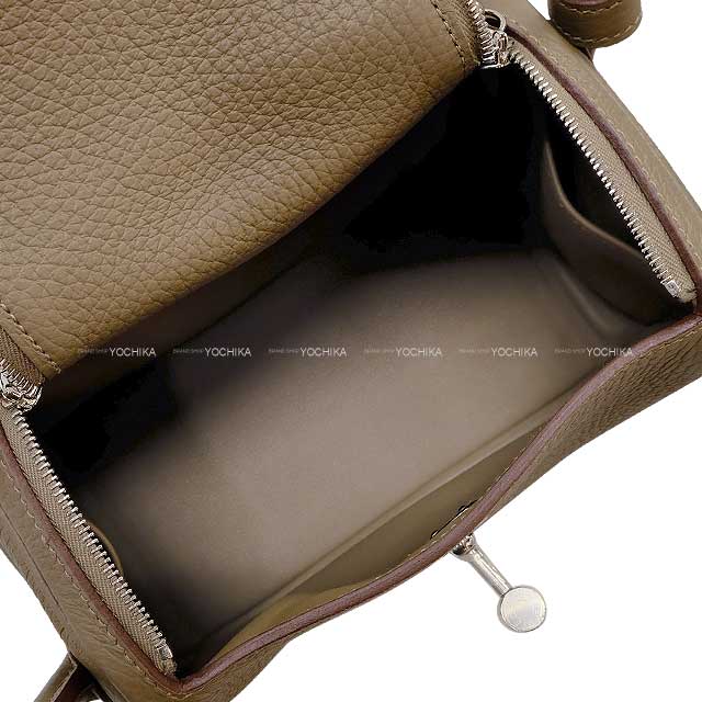 HERMES Shoulder bag Lindy mini 20 Maxi Quadrille Etoupe Taurillon Leather Silver HW Stamp W[BRAND NEW][Authentic]