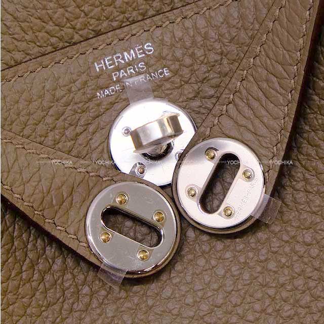 HERMES Shoulder bag Lindy mini 20 Maxi Quadrille Etoupe Taurillon Leather Silver HW Stamp W[BRAND NEW][Authentic]