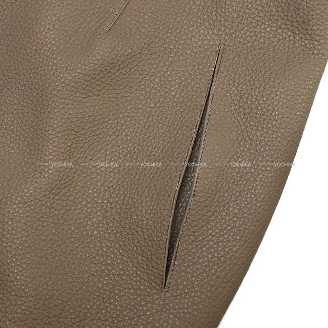 2024 SS NEW HERMES Vests Ladies Long Gilet Leather Sellier Button Etoupe washed deerskin 42 Silver HW[BRAND NEW][Authentic]