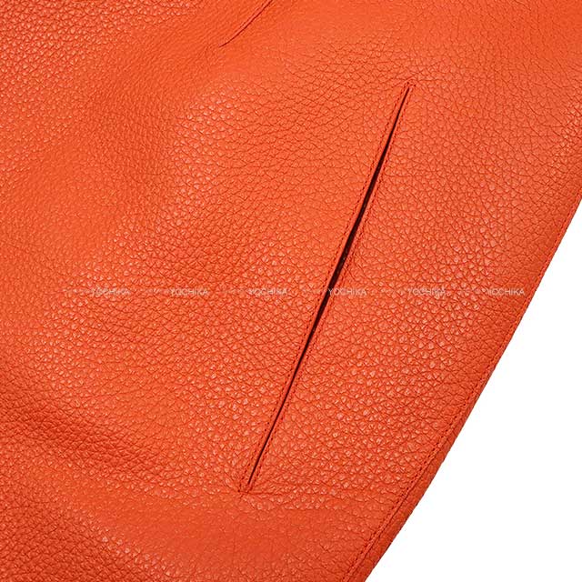 2024 SS NEW HERMES Vests Ladies Long Gilet Leather Sellier Button Capucine washed deerskin 40 Silver HW[BRAND NEW][Authentic]