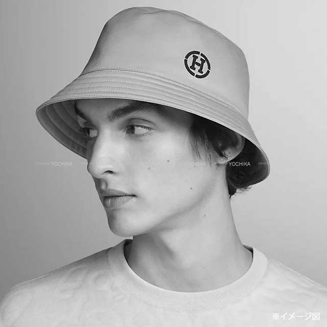 2023 SS HERMES hat Bucket hat Fred H Circle #60 Noir (Black)  Cotton100%[ALMOST NEW][Authentic]