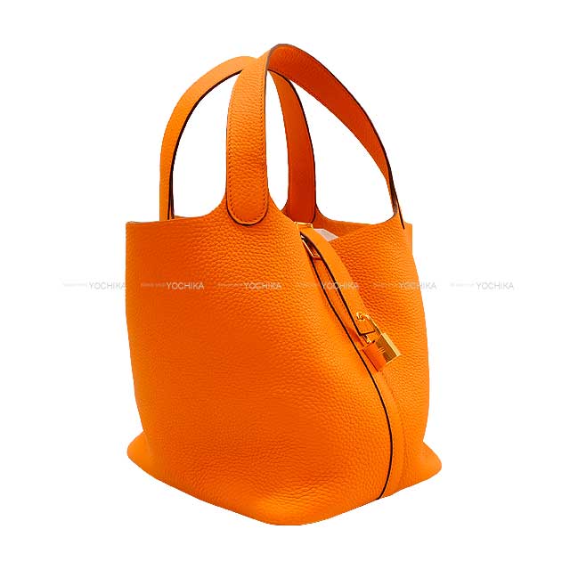 HERMES Handbag Picotin Lock 22 MM Orange Taurillon Clemence Gold HW Stamp U[EXCELLENT][Authentic]