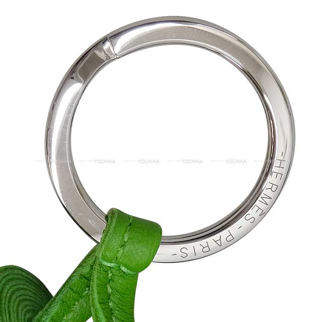 HERMES key ring Carmen Unodos Vert Yucca/Mauve Pale Agneau Milo Silver HW[BRAND NEW][Authentic]