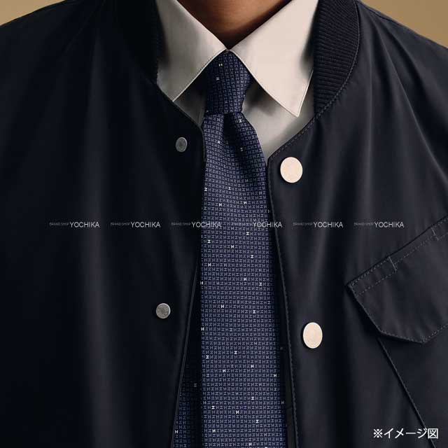 HERMES tie H Logo ARCADE H Black(Noir)/Blue Glaze/White(Blanc) Silk100%[BRAND NEW][Authentic]