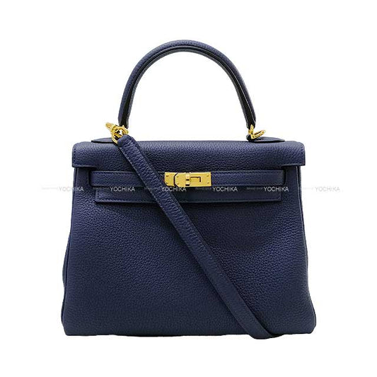 HERMES Shoulder bag Kelly25 Retourne Bleu navy(7U) Veau Togo Gold HW Stamp W[BRAND NEW][Authentic]