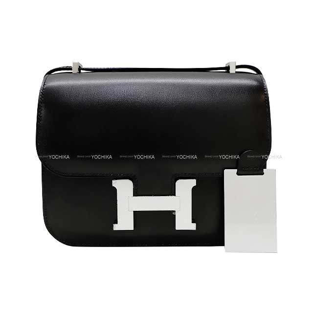 HERMES Shoulder bag Constance 3 18 Miroir Noir (Black) Box Calf Silver HW Stamp B[EXCELLENT][Authentic]