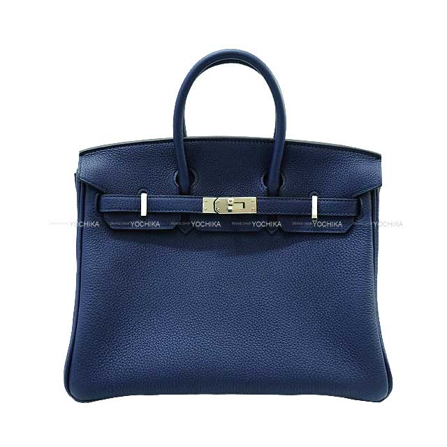 HERMES Handbag Birkin25 Blue Navy Veau Togo Silver HW Stamp W[BRAND NEW][Authentic]