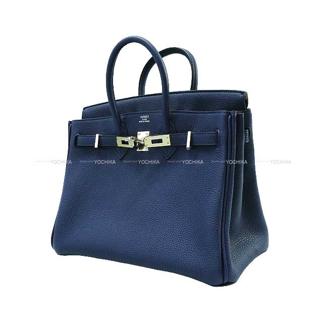 HERMES Handbag Birkin25 Blue Navy Veau Togo Silver HW Stamp W[BRAND NEW][Authentic]