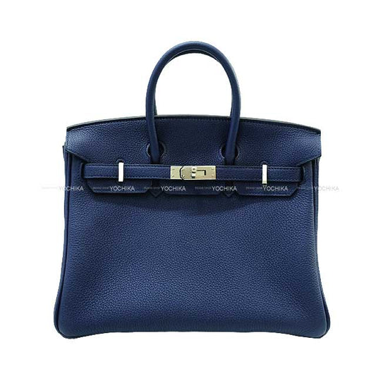 HERMES Handbag Birkin25 Blue Navy Veau Jonathan Silver HW Stamp W[BRAND NEW][Authentic]