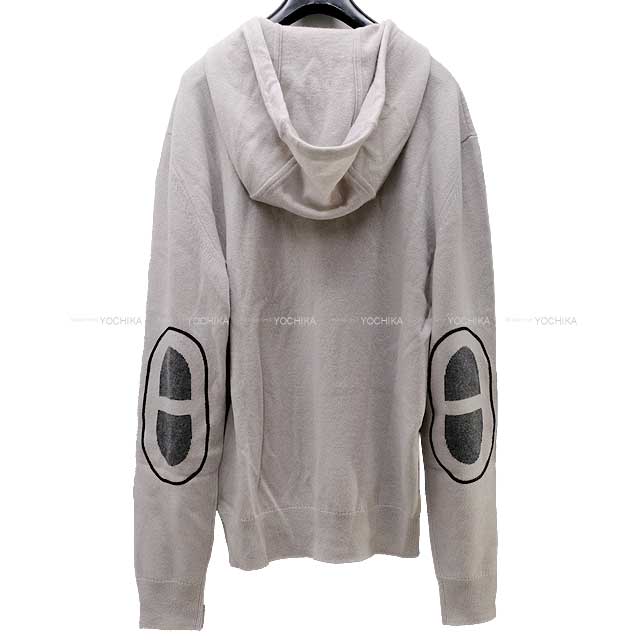 2023 SS HERMES Hooded sweatshirt Men's Foodie Zipped Hooded Sweater Millon Chaine D'ancre tourbe (Grey) Cashmere100% Lambskin M Silver HW[EXCELLENT][Authentic]