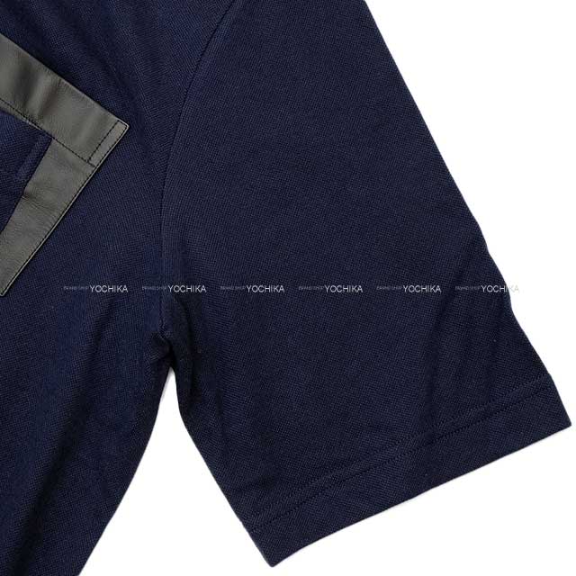 HERMES Short sleeve t shirt Mens Shadow Pocket Navy/Noir (Black) Cotton 85%/Cashmere 15% M[EXCELLENT][Authentic]