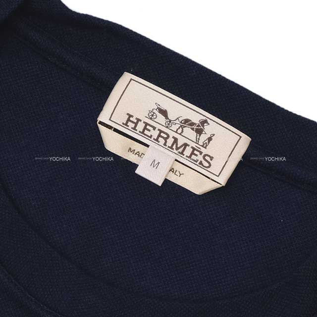 HERMES Short sleeve t shirt Mens Shadow Pocket Navy/Noir (Black) Cotton 85%/Cashmere 15% M[EXCELLENT][Authentic]