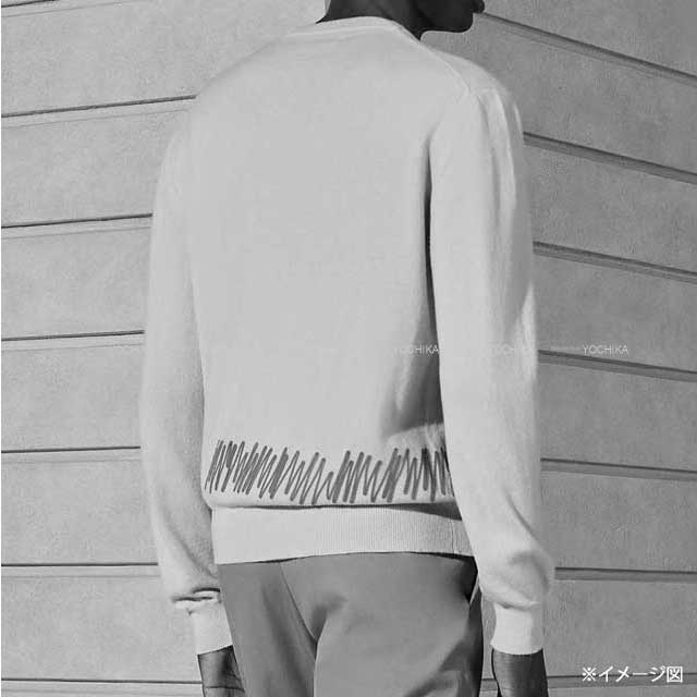 2024 SS NEW HERMES Knit Mens Lingsleeve Embroidery Oscillations Cuir Blue/Grey Cashmere100%[EXCELLENT][Authentic]
