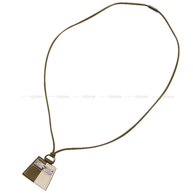 HERMES necklace Monpetitkelly PM Etoupe/Nata Veau Swift Silver HW[BRAND NEW][Authentic]