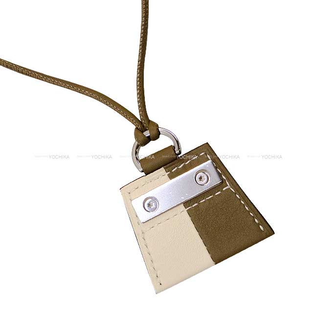 HERMES necklace Monpetitkelly PM Etoupe/Nata Veau Swift Silver HW[BRAND NEW][Authentic]