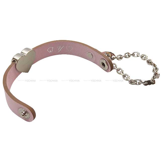 HERMES glove Glove holder initial hot stamp heart charm Rose Azalee/Mauve Pale Veau Swift Silver HW[BRAND NEW][Authentic]