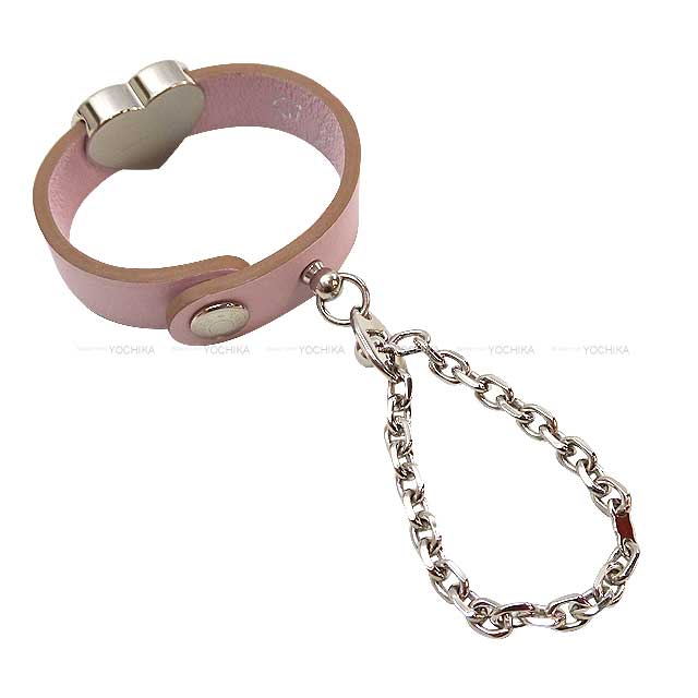 HERMES glove Glove holder initial hot stamp heart charm Rose Azalee/Mauve Pale Veau Swift Silver HW[BRAND NEW][Authentic]