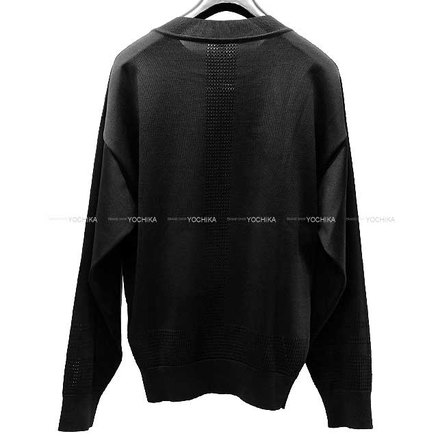 2023 SS HERMES Knit Ladies longsleeve Brides de Gala embossment Noir (Black) Silk/Nyron/Polyurethane 36[EXCELLENT][Authentic]