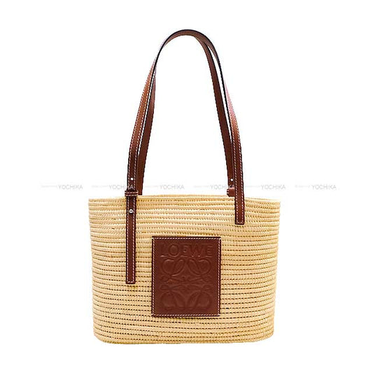 LOEWE tote bag Square Basket Bag Small Natural/P perception Raffia/Calf A223099X02 182004[EXCELLENT][Authentic]