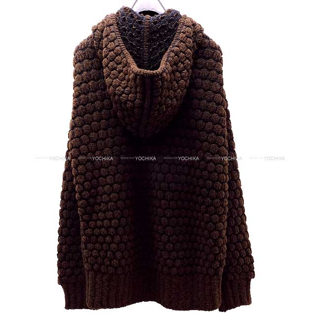 [Pre-loved] HERMES Hooded sweatshirt Ladies Hoodie Knit GAULTIER Brown Cashmere66%/Cotton32%/Nylon2% 38[LIKE NEW][Authentic]