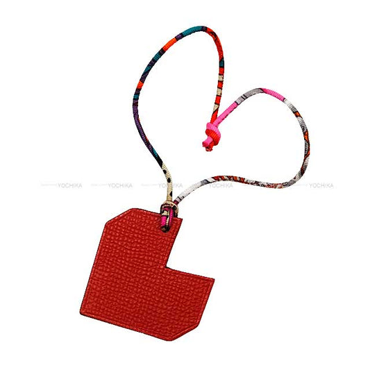 HERMES bag charm Petit H mini heart Rouge Casaque/Chocolat Veau Epsom/Veau Togo[EXCELLENT][Authentic]