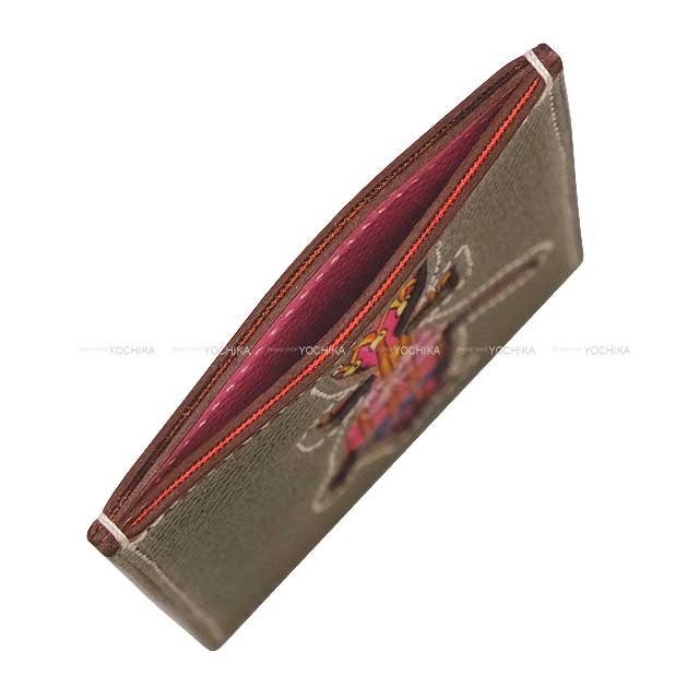 HERMES card holder Diecutting Petit H Penguin & Octopus Etoupe/Pink Veau Epsom/Silk100%[BRAND NEW][Authentic]