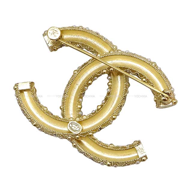 CHANEL broach Pearl Rhinestone Strass COCO Mark Gold Gold HW AB5207[EXCELLENT][Authentic]