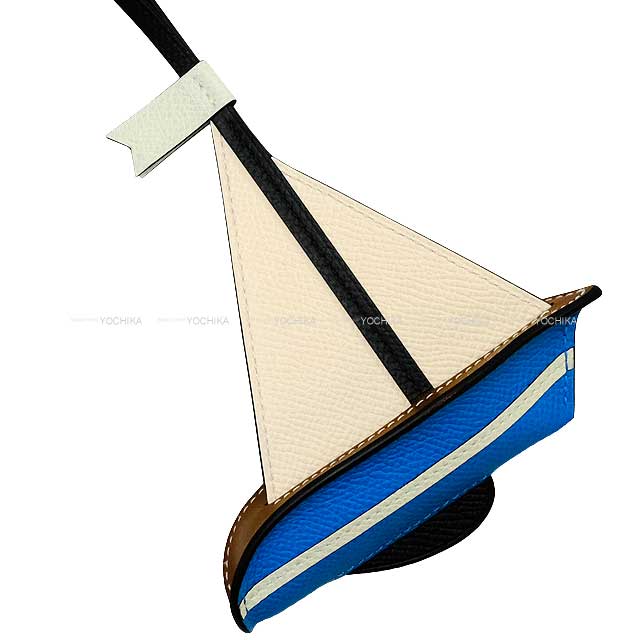 HERMES bag charm Sail 24 Yacht Nata/Bleu France/Gris Neve/BLACK