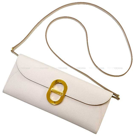 HERMES Clutch bag Maillon ChaineD'ancre Wallet To Go New Gris Perle Veau Epsom Gold HW Stamp B[ALMOST NEW][Authentic]