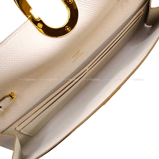 HERMES Clutch bag Maillon ChaineD'ancre Wallet To Go New Gris Perle Veau Epsom Gold HW Stamp B[ALMOST NEW][Authentic]