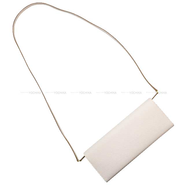 HERMES Clutch bag Maillon ChaineD'ancre Wallet To Go New Gris Perle Veau Epsom Gold HW Stamp B[ALMOST NEW][Authentic]