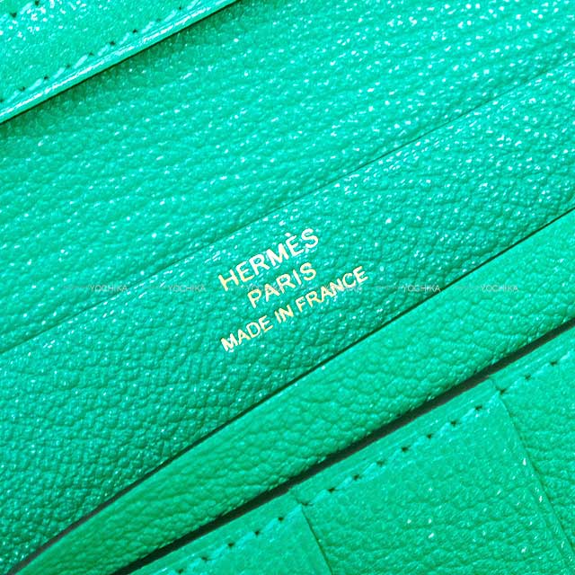 HERMES long wallet Bearn Soufflet Menthe (Mint) Chevre Myzore Gold HW Stamp B[BRAND NEW][Authentic]