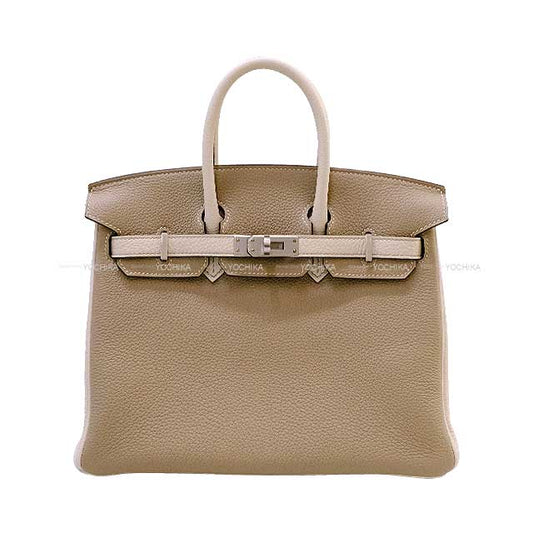 HERMES Handbag Birkin25 Special Order HSS Cheval Stamp Gris Tourterelle/Craie Veau Jonathan Mat Silver HW Stamp Ｂ[BRAND NEW][Authentic]